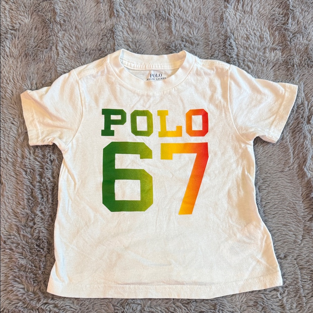 Polo Ralph Lauren Kids White Tee with Multicolor "POLO 67" Graphic 2T